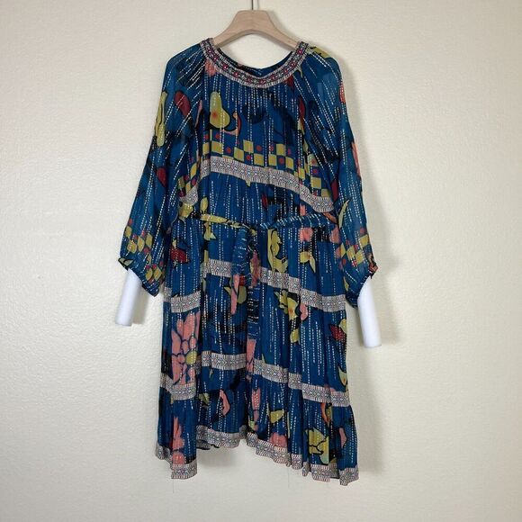 Verb Women's Size S Eulalia Shimmer Tiered Tunic Dress Embroidered Boho Festival - Picture 16 of 17